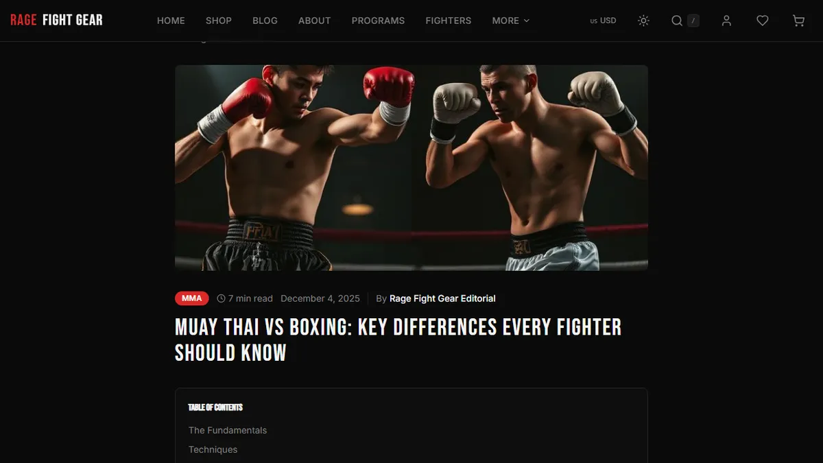 Rage Fight Gear — Muay Thai vs Kickboxing: An Honest Side-by-Side for the Undecided