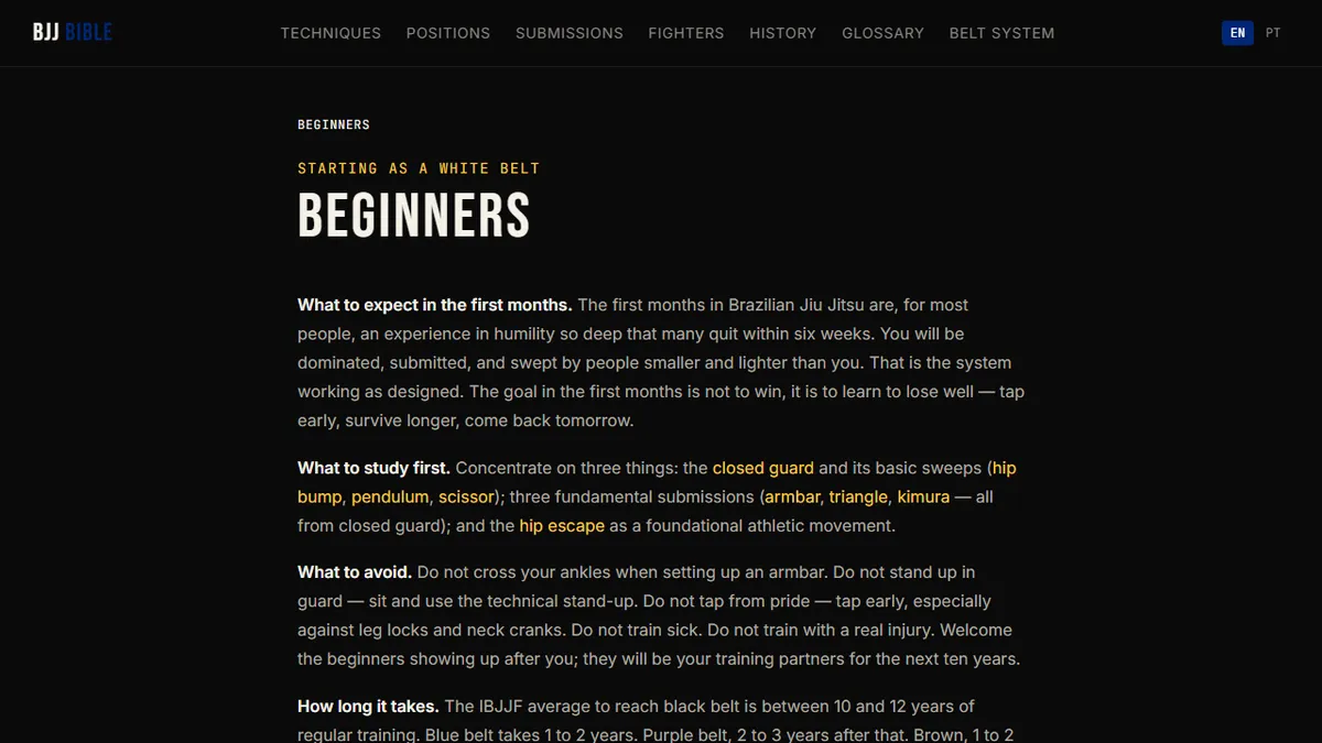 Brazilian Jiu Jitsu Bible — The First Six Months: A White Belt's Honest Survival Guide to Brazilian Jiu-Jitsu