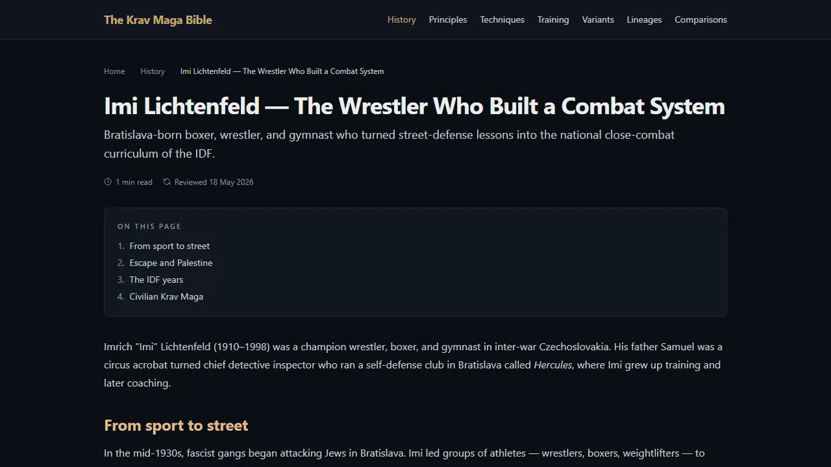 The Krav Maga Bible — Why Imi Lichtenfeld Abandoned Sport Fighting — And What He Built Instead