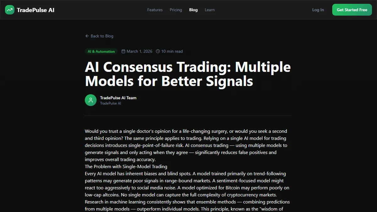 TradePulse AI — AI Consensus Engine Explained: How Multi-Model Signals Work