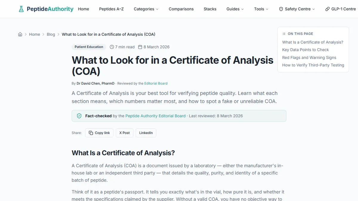 Peptide Authority — What Is a Certificate of Analysis and Why Every Peptide Researcher Must Read One