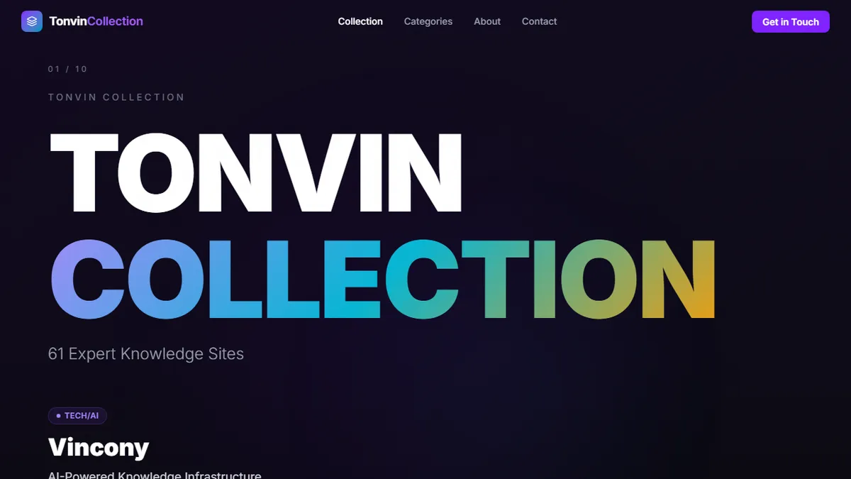 Tonvin Collection — What Is the Tonvin Collection? 61 Expert Sites, One Publisher