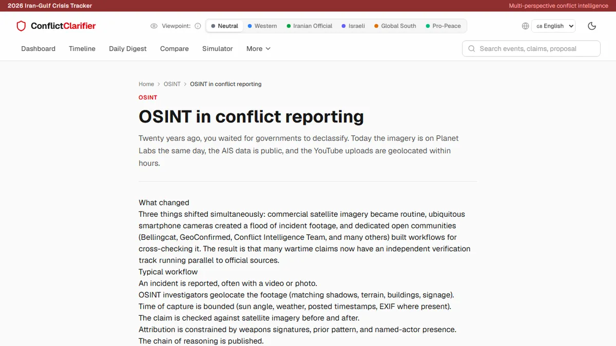 ConflictClarifier — OSINT for Conflict Journalists: The Verification Toolkit Every Reporter Should Know