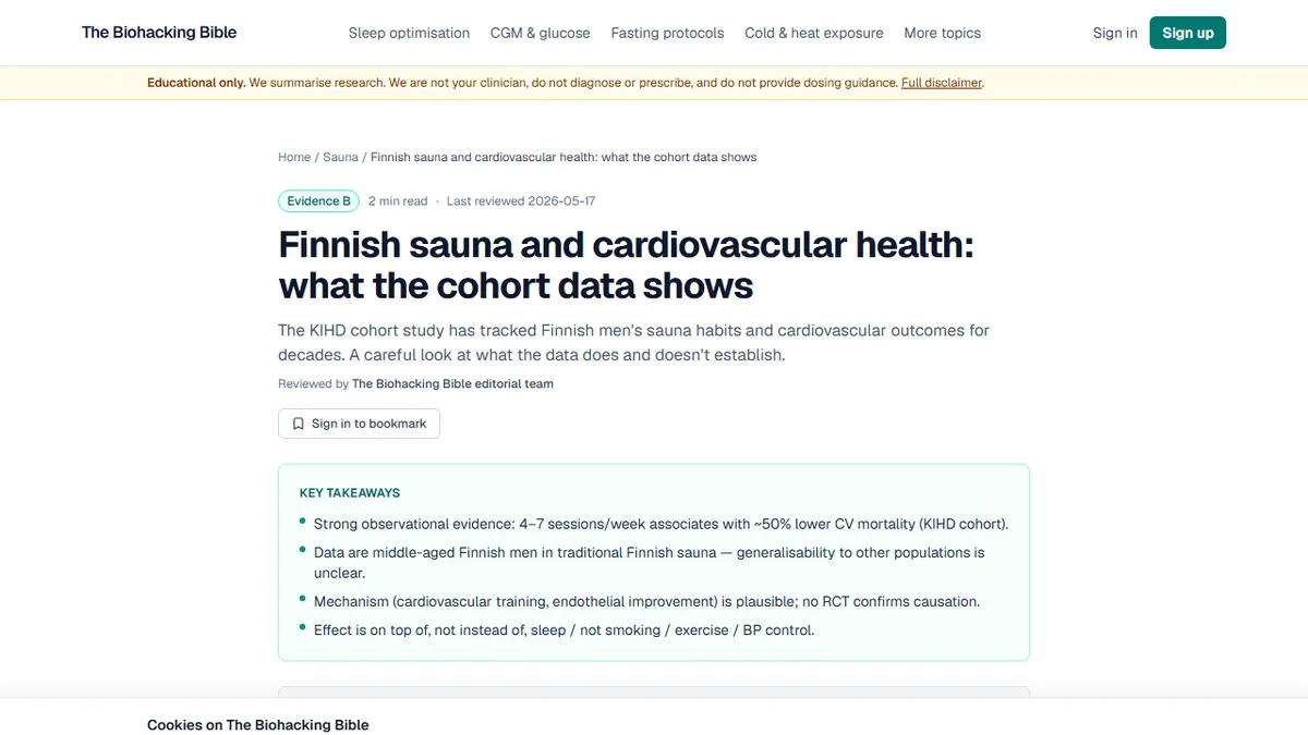 The Biohacking Bible — Finnish Sauna Benefits: What the Science Actually Says