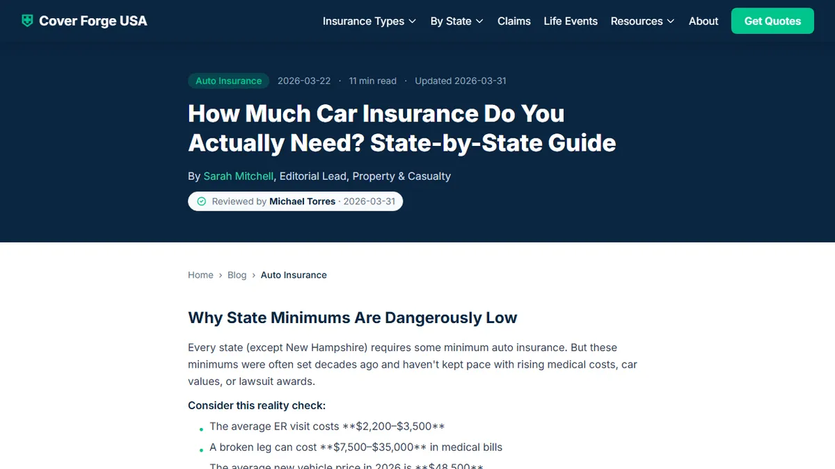 Cover Forge USA — What 'Full Coverage' Car Insurance Actually Means (and What It Leaves Out)