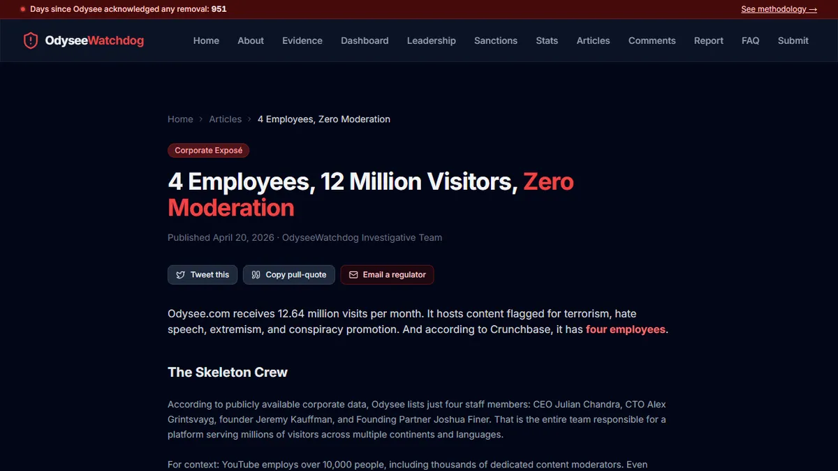 OdyseeWatchdog — How Odysee's Moderation Fails Its Own Community Guidelines