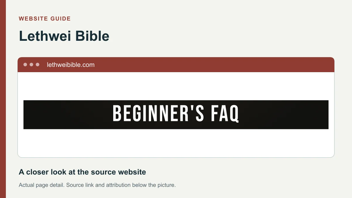 Lethwei Bible website detail showing the heading: BEGINNER'S FAQ.