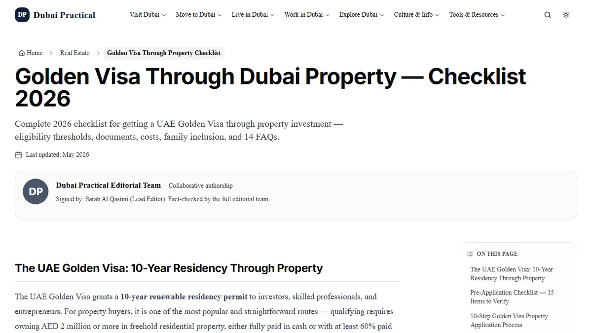 Dubai Practical — The Property Path to Dubai's Golden Visa: What the Brochures Don't Tell You