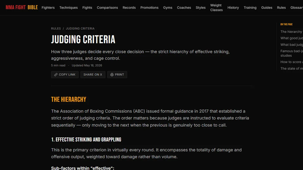 MMA Fight Bible — How MMA Judging Actually Works: What Referees and Judges See That You Don't