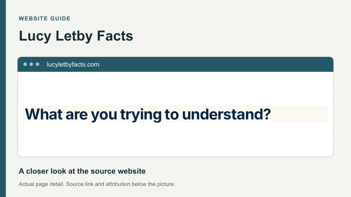 Lucy Letby Facts website detail showing the heading: What are you trying to understand?.