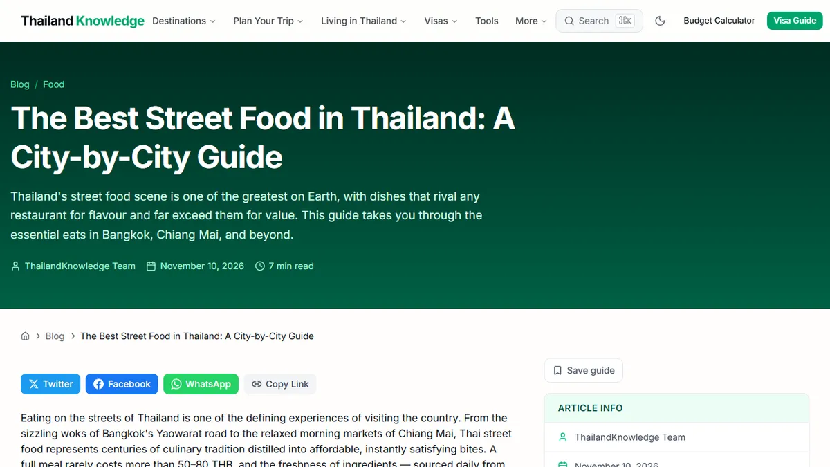 ThailandKnowledge.com — Thai Street Food for Beginners: What to Order, Where to Eat, and What to Avoid
