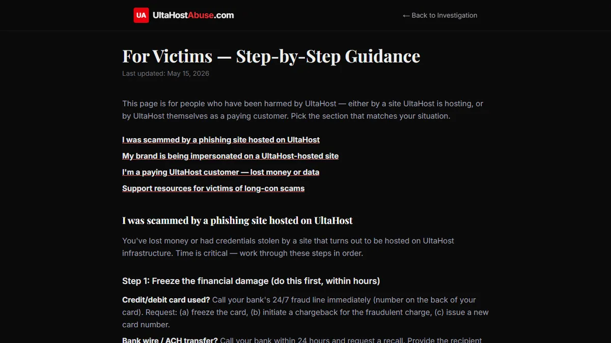 UltaHostAbuse.com — Your Brand Is Being Impersonated by a Phishing Site — Now What?