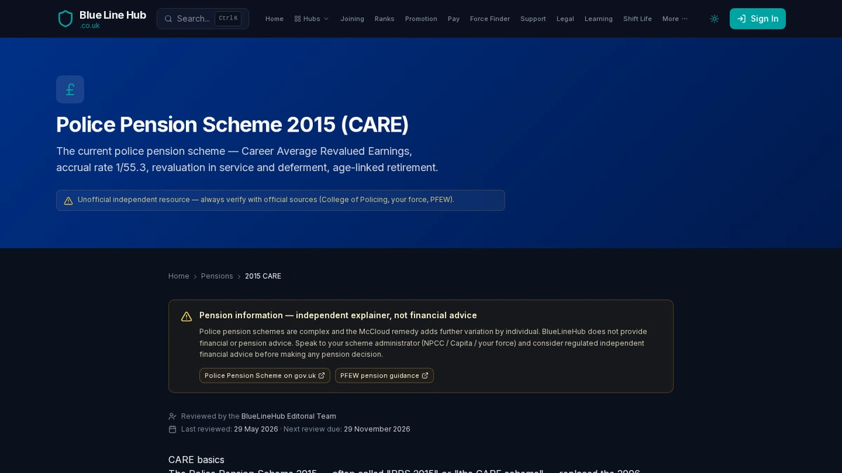 BlueLineHub guide to the England and Wales Police Pension Scheme 2015.