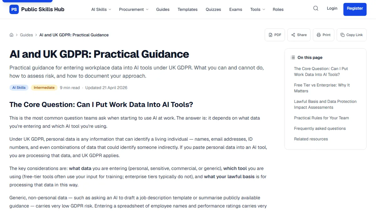 Public Skills Hub — GDPR and AI Tools: What Every UK Team Must Understand Before Using Them