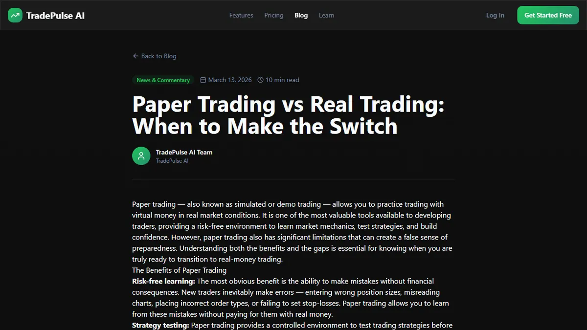 TradePulse AI — How to Set Up a Risk-Free Paper Trading Practice Account