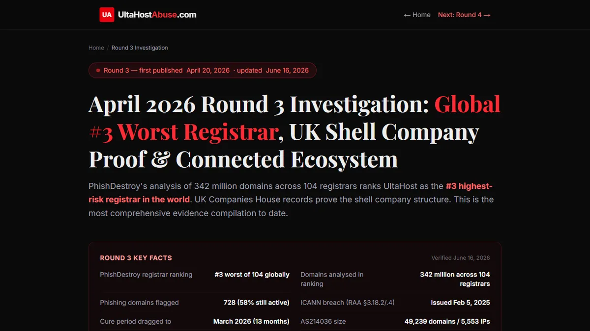 UltaHostAbuse.com — Your Host Got an ICANN Breach Notice — What Does That Actually Mean for You?