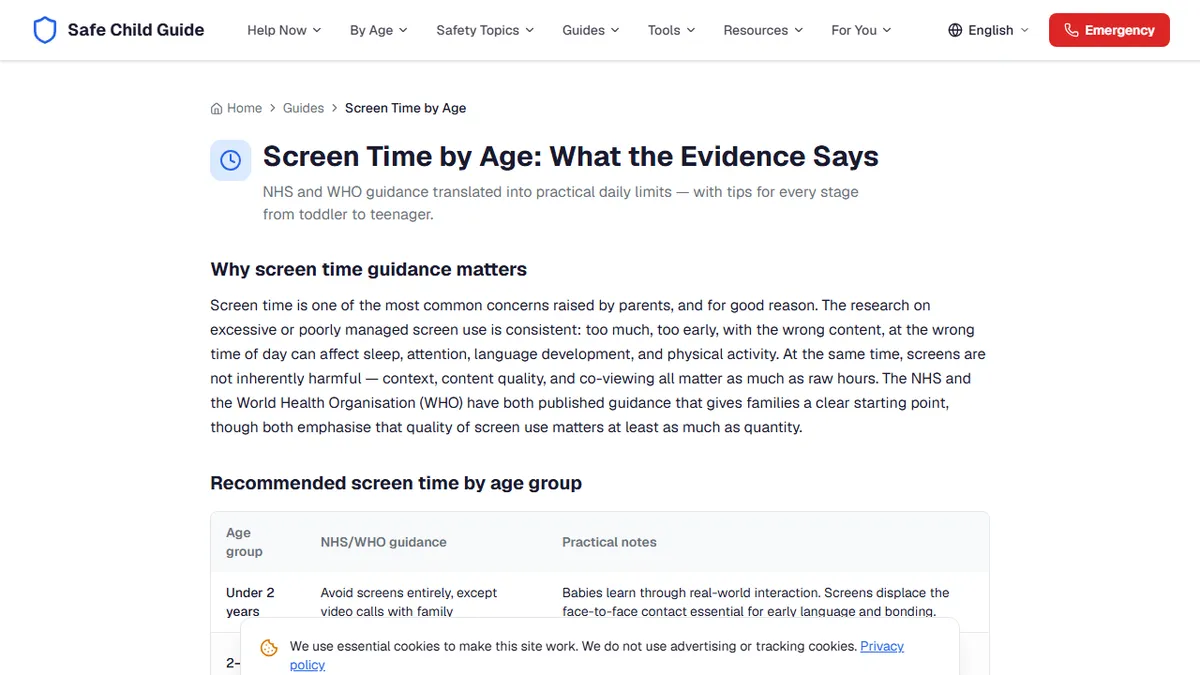 Safe Child Guide — Screen Time by Age: What the Research Actually Says