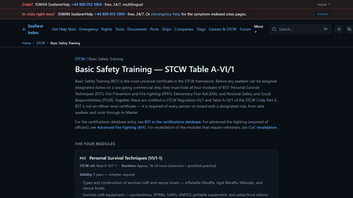 Seafarer Index — The Complete Beginner's Guide to STCW Basic Safety Training