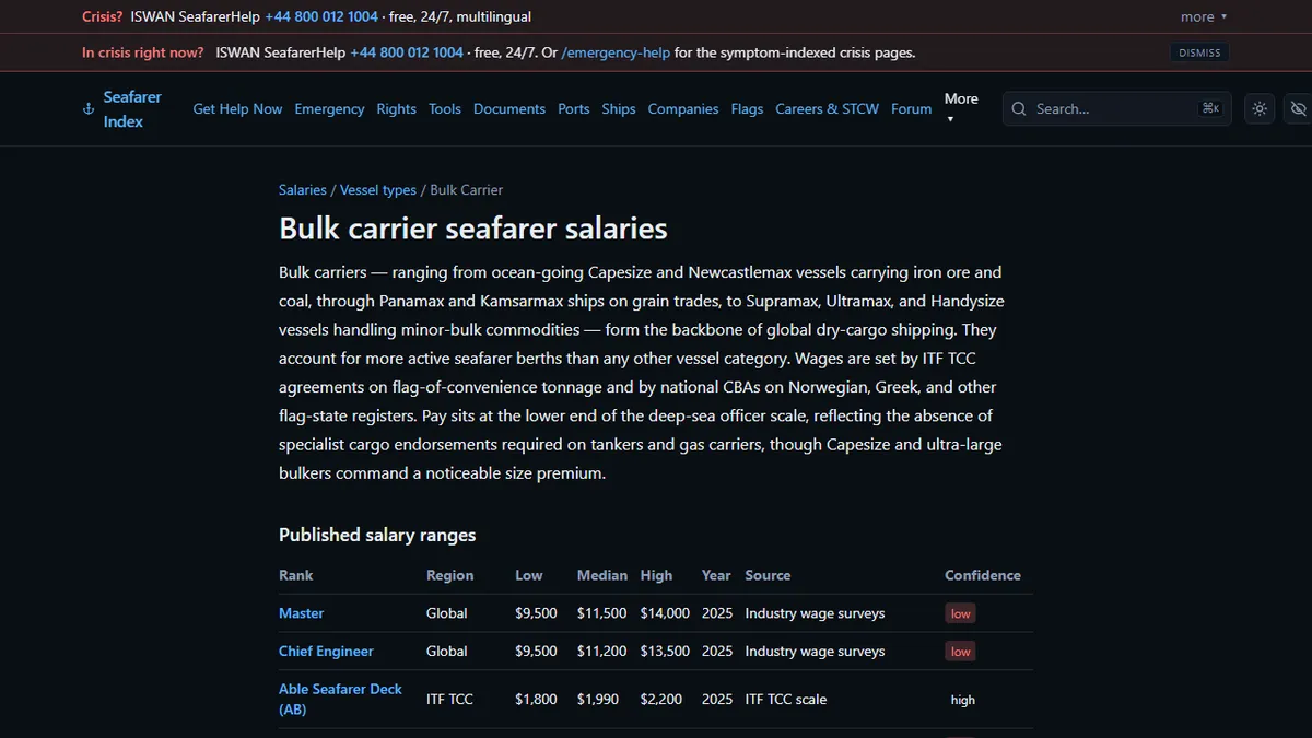 Seafarer Index — Bulk Carrier vs Container Ship: Which Pays Better in 2025?
