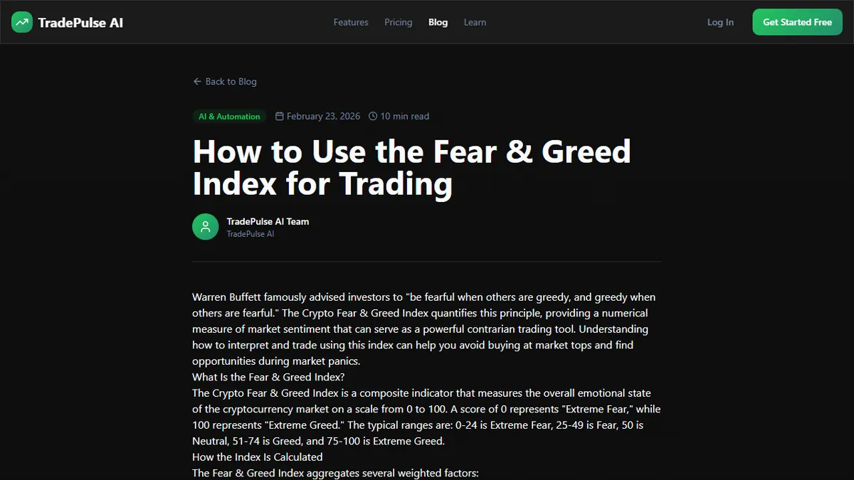 TradePulse AI — How to Trade the Crypto Fear & Greed Index (Without Getting Burned)