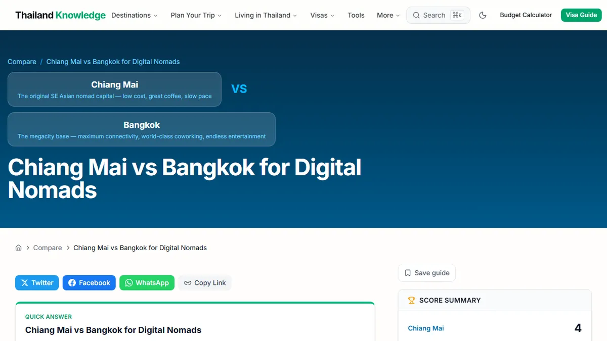 ThailandKnowledge.com — Chiang Mai vs Bangkok for Digital Nomads: An Honest Cost-and-Lifestyle Comparison